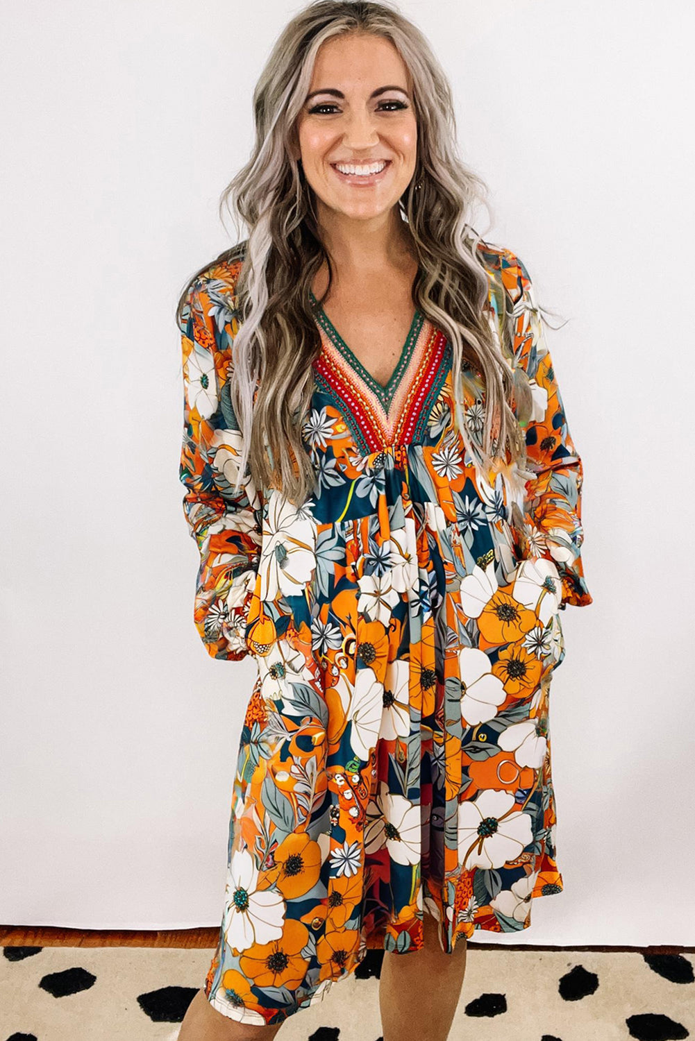 Orange Floral Dress