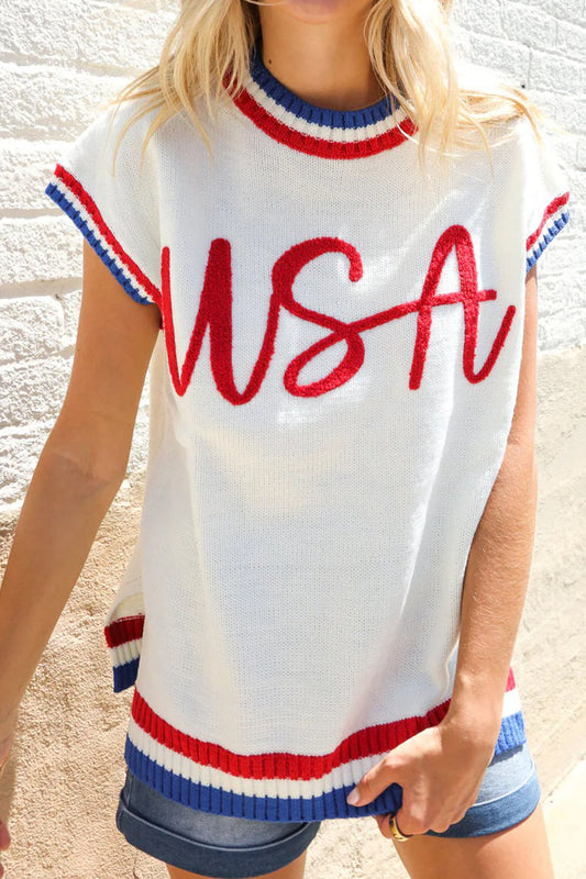 USA Short Sleeve Sweater