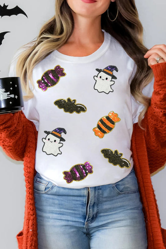 Whimsical Sequined Halloween Tee