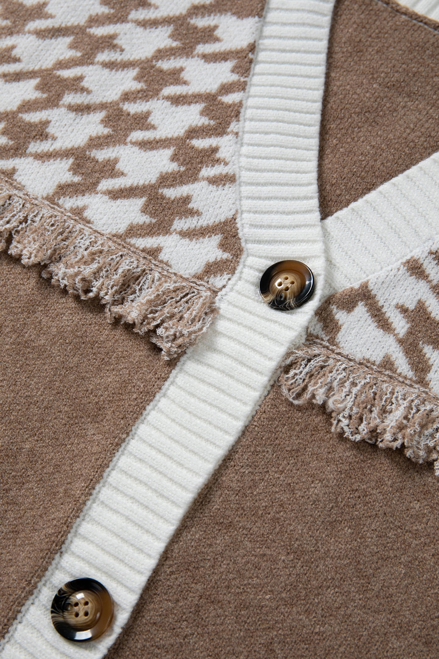 Khaki Houndstooth Cardigan