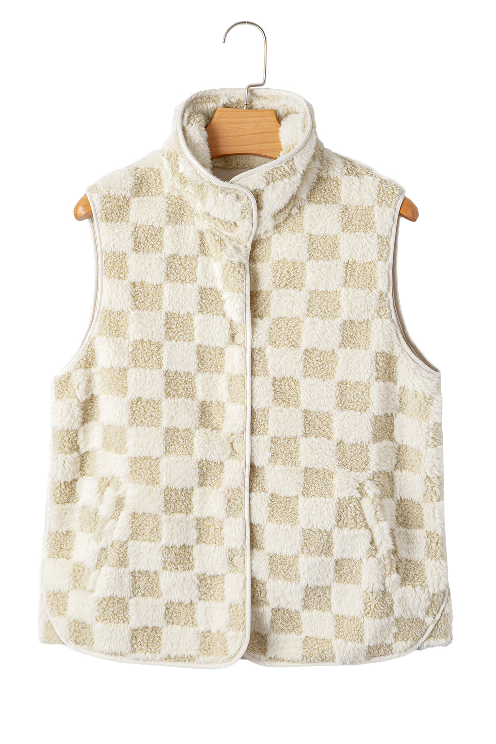 Khaki Sherpa Checkerboard Vest