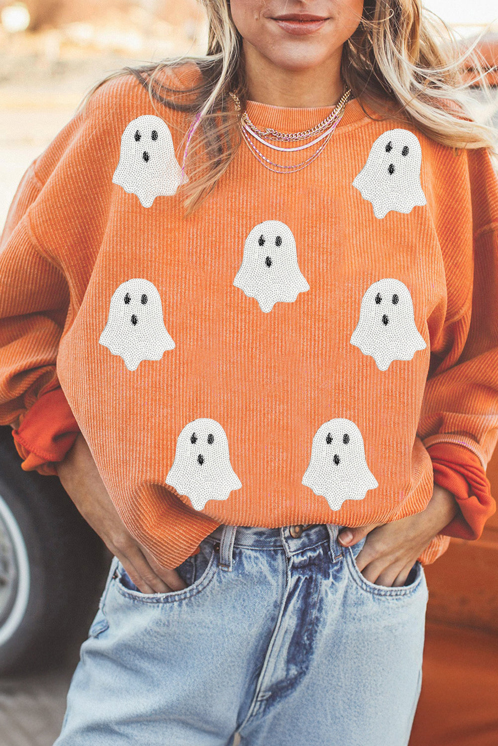 Halloween Ghost Sequin Sweatshirt