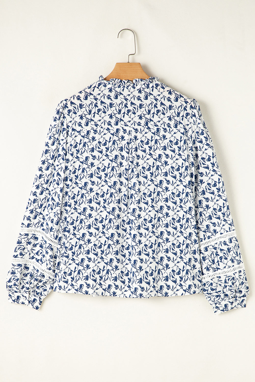 Blue Floral Lace Detail Shirt