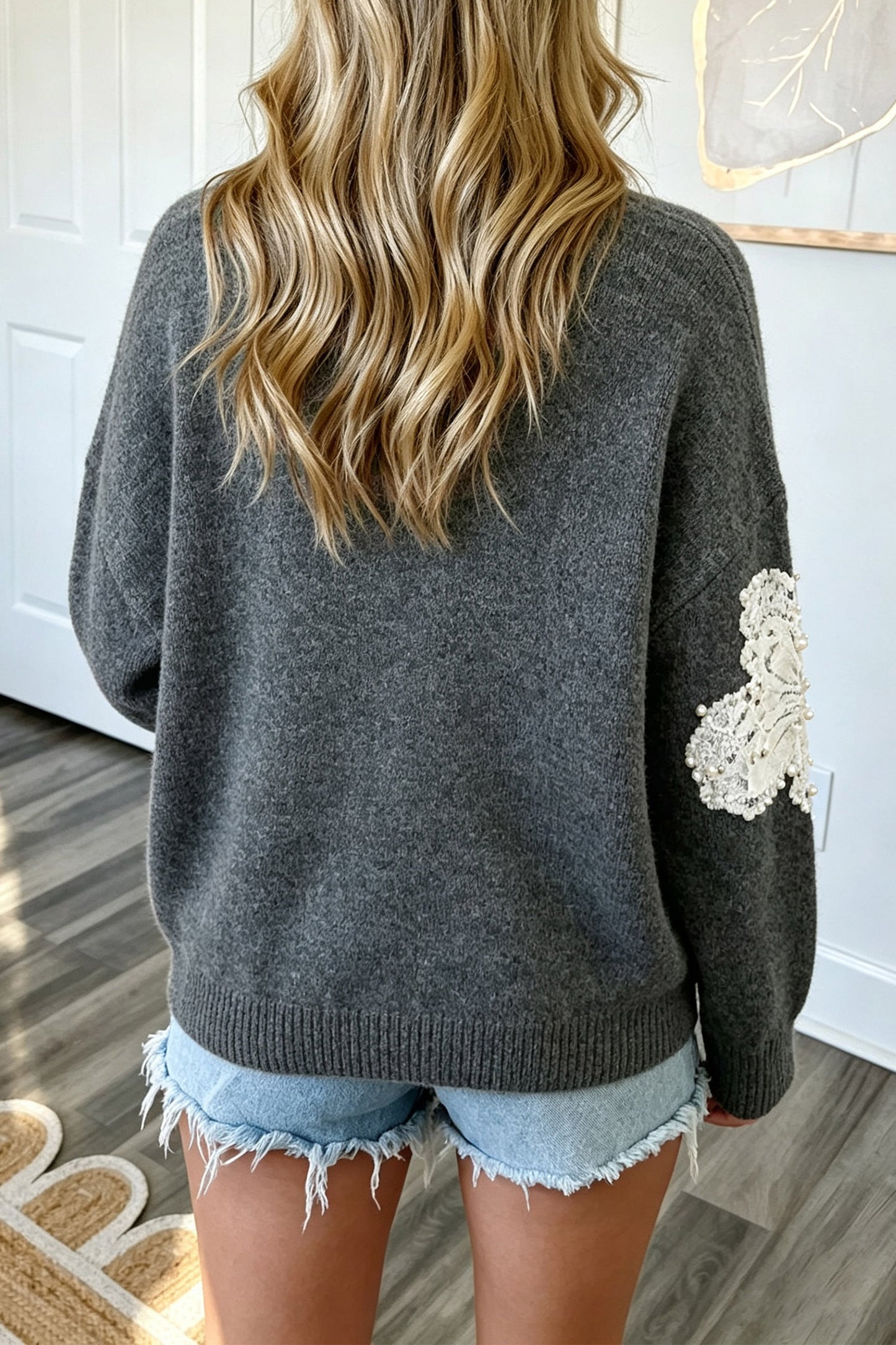 Beaded Floral Sweater
