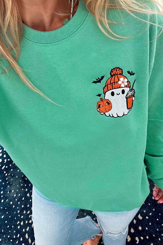 Cute Halloween Ghost Embroidered Sweatshirt