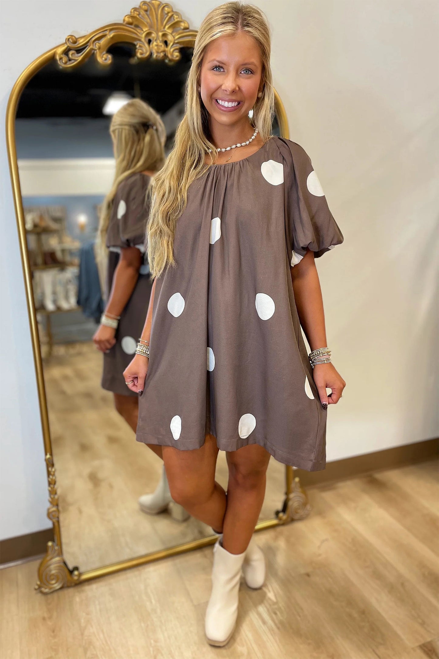 Brown Polka Dot Dress
