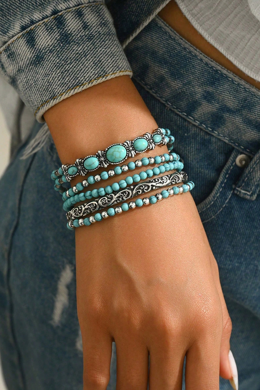 Boho Turquoise Beaded Bracelet Set