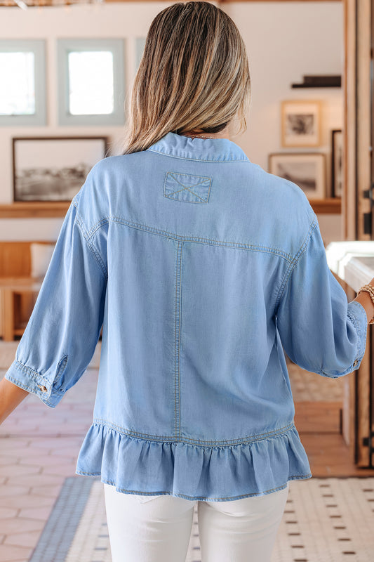 Ruffled Chambray Shirt