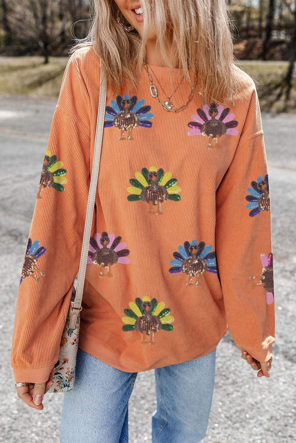 Sequin Turkey Oversized Sweatshirt