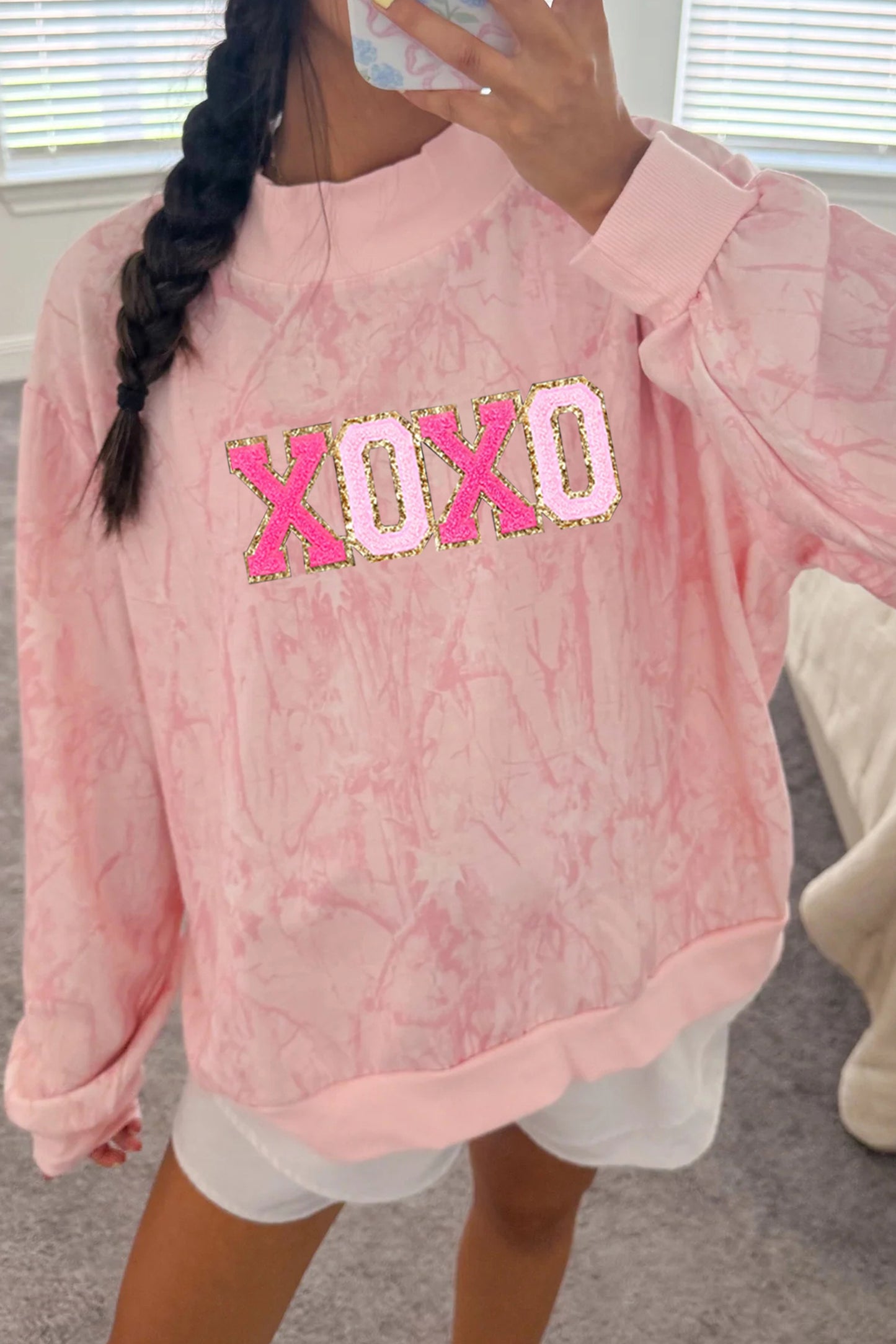 Pink XOXO Glitter Valentine's Day Sweatshirt