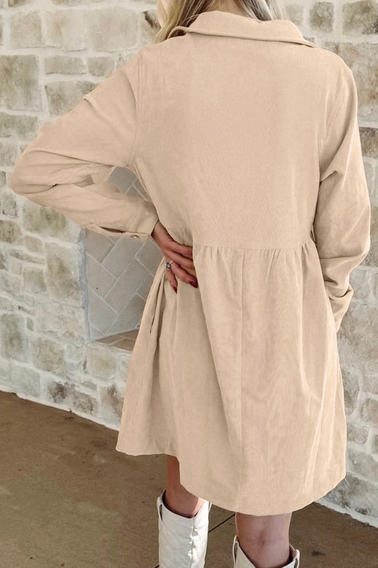 Oatmeal Corduroy Popover Dress