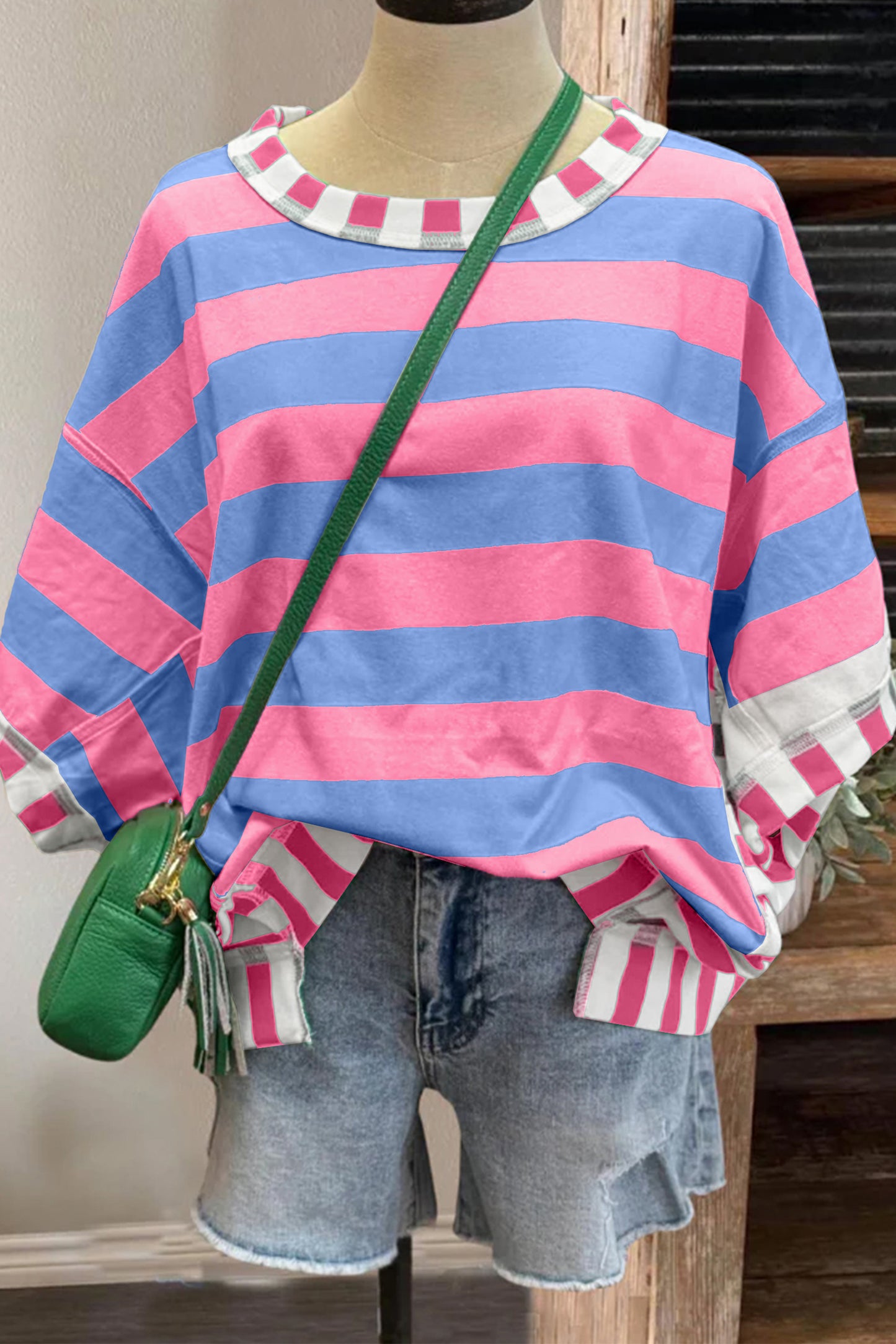 Contrast Stripe Oversized Top