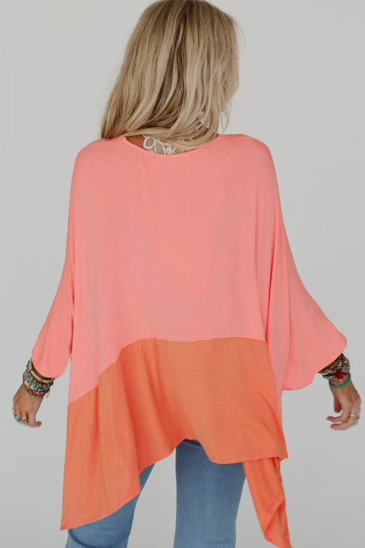 Orange V Neck Oversized Top
