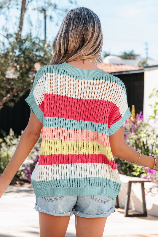 Striped Short Sleeve Sweater