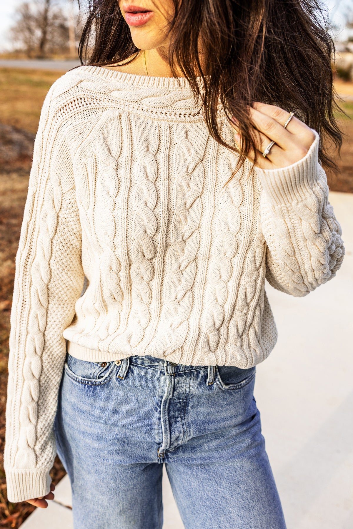 Beige Cable Knit Sweater