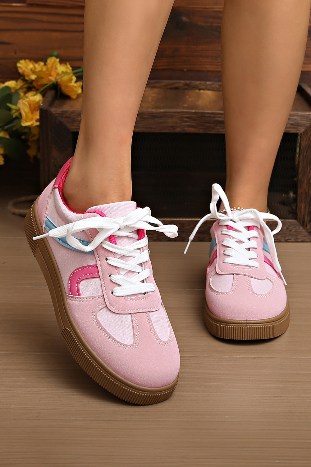 Vegan Leather Lace Up Sneakers