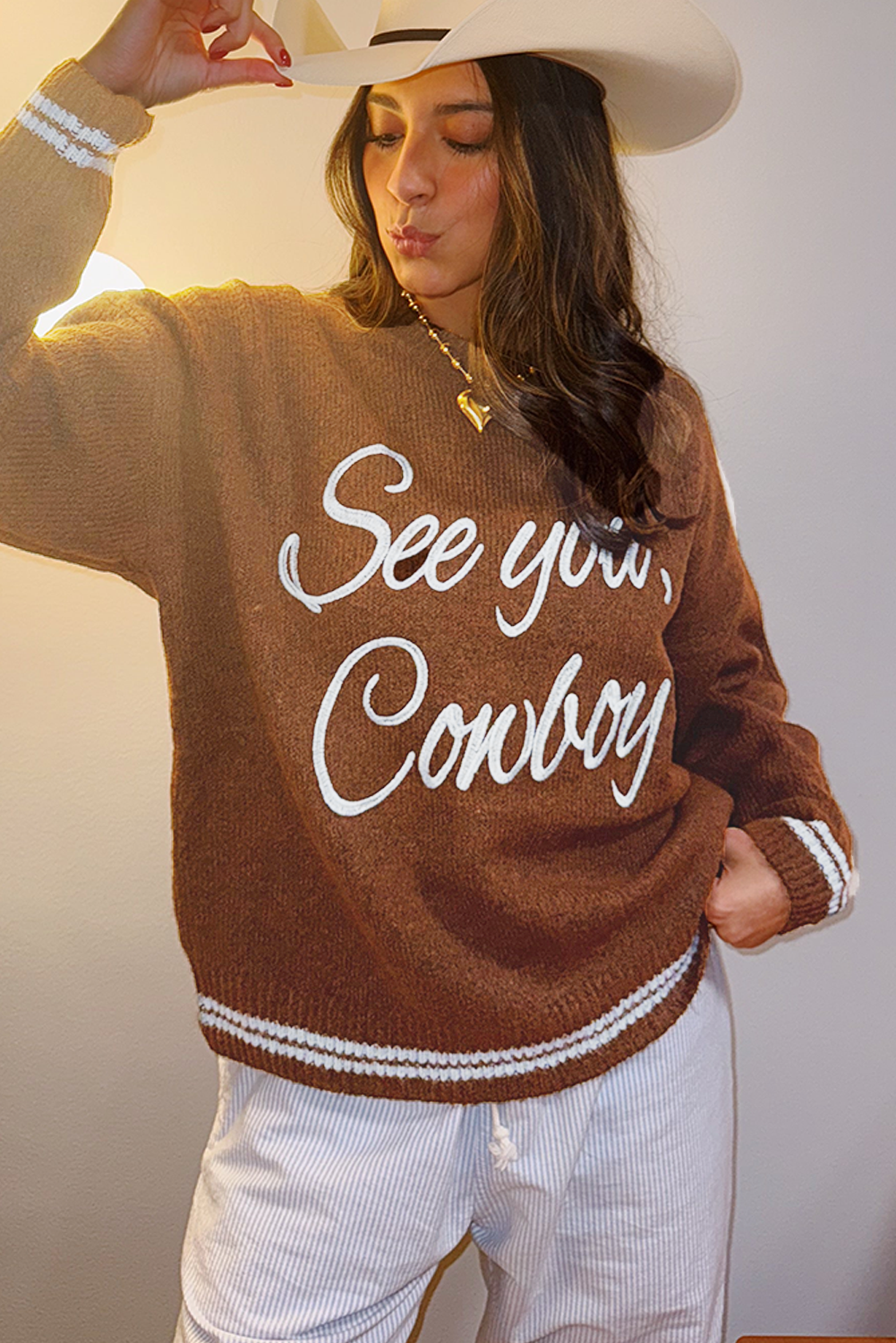See You Cowboy Embroidered Sweater