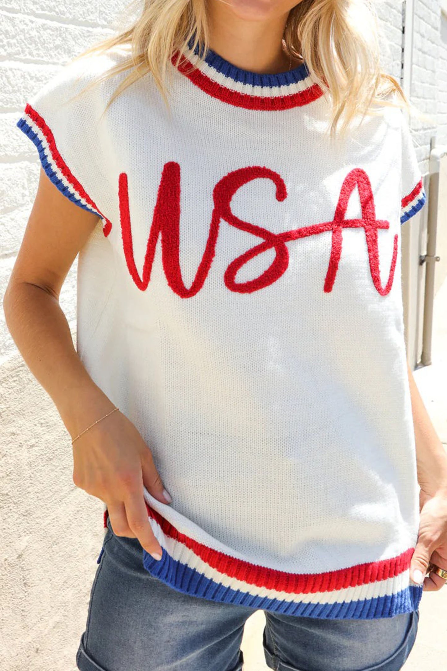 USA Short Sleeve Sweater