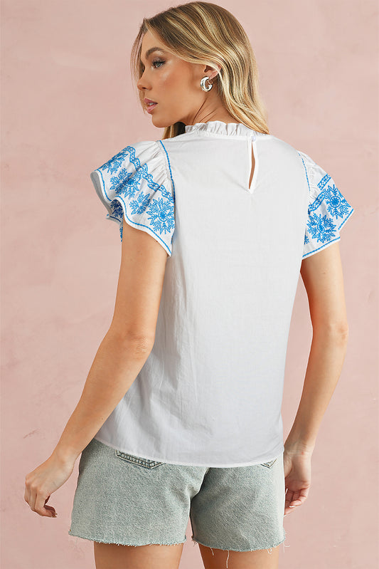 Embroidered Sleeve Top