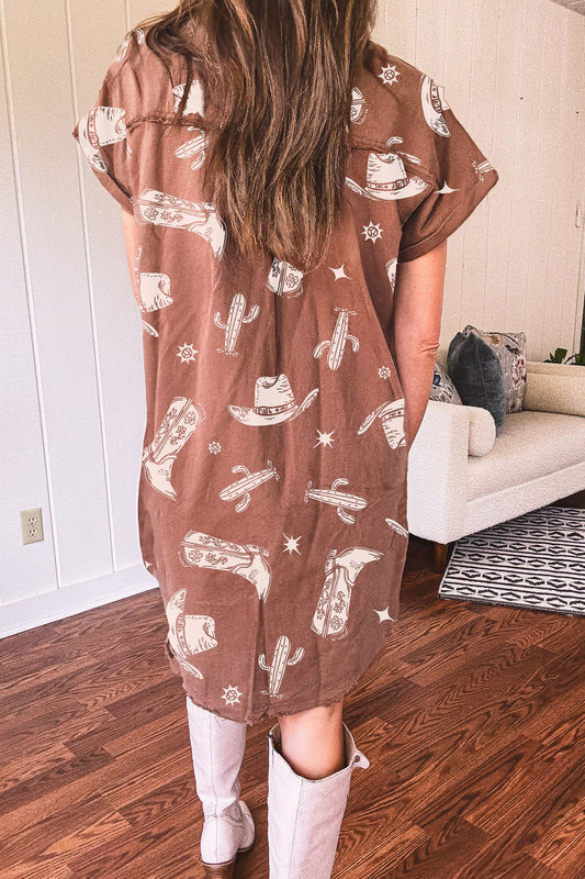 Brown Cowgirl Denim Dress