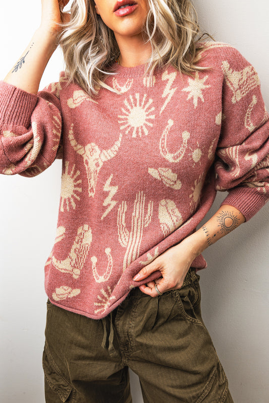 Peach Blossom Western Sweater