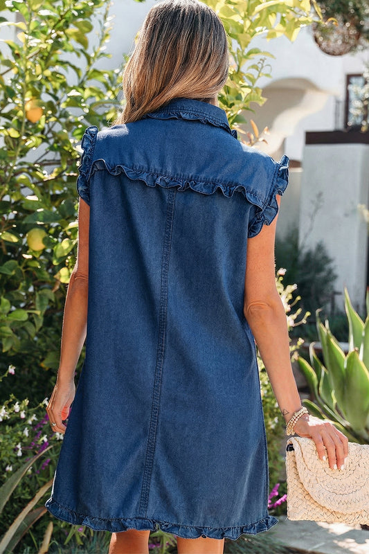 Ruffled Edge Denim Dress