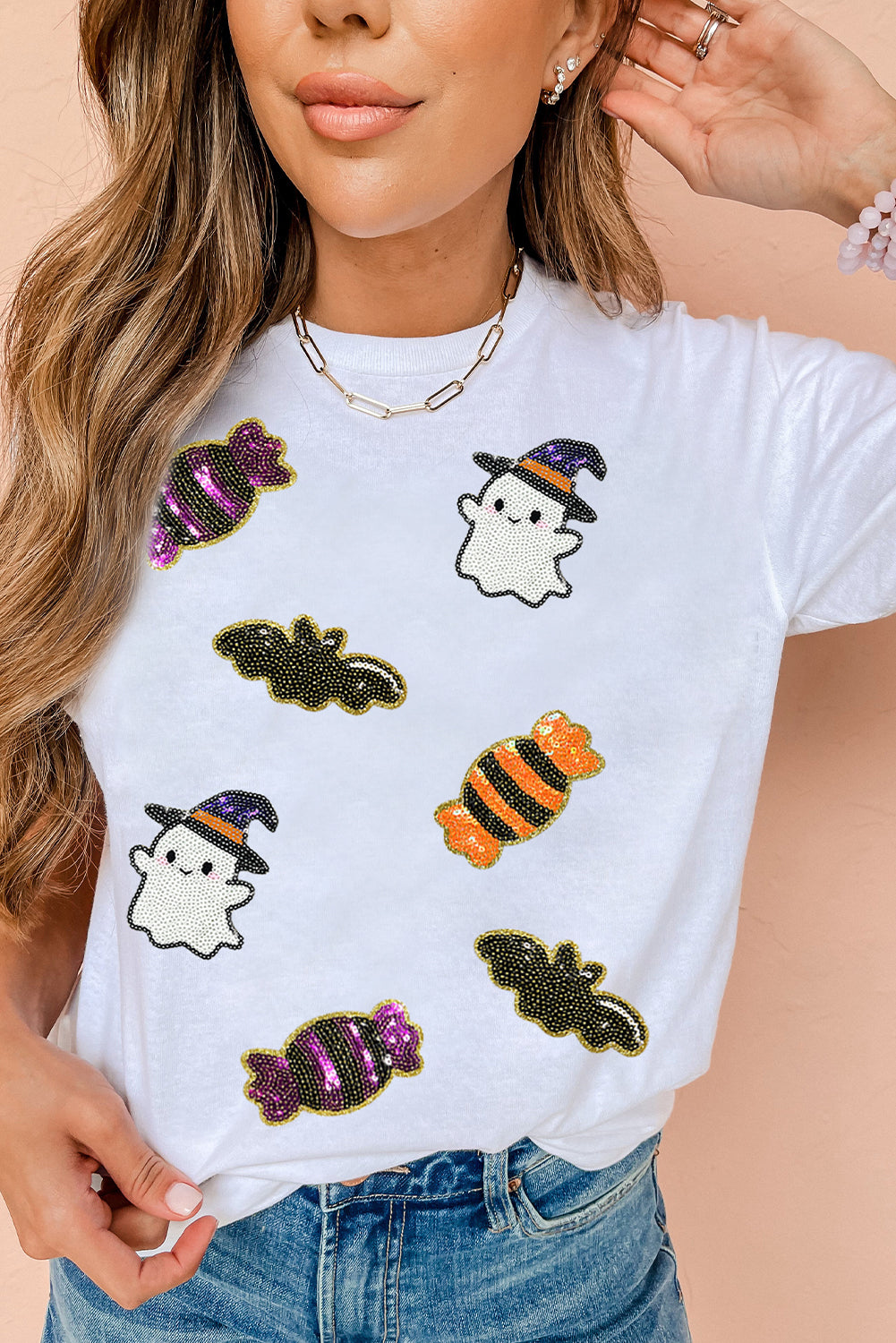 Whimsical Sequined Halloween Tee