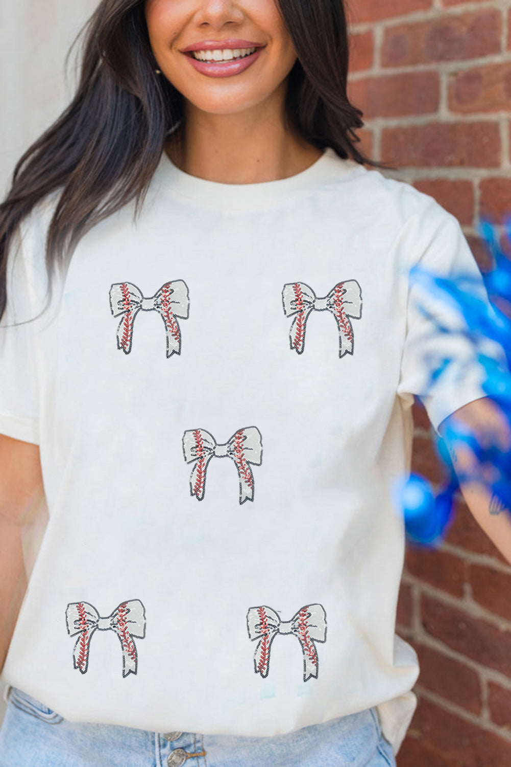 White Game Day Bow T Shirt