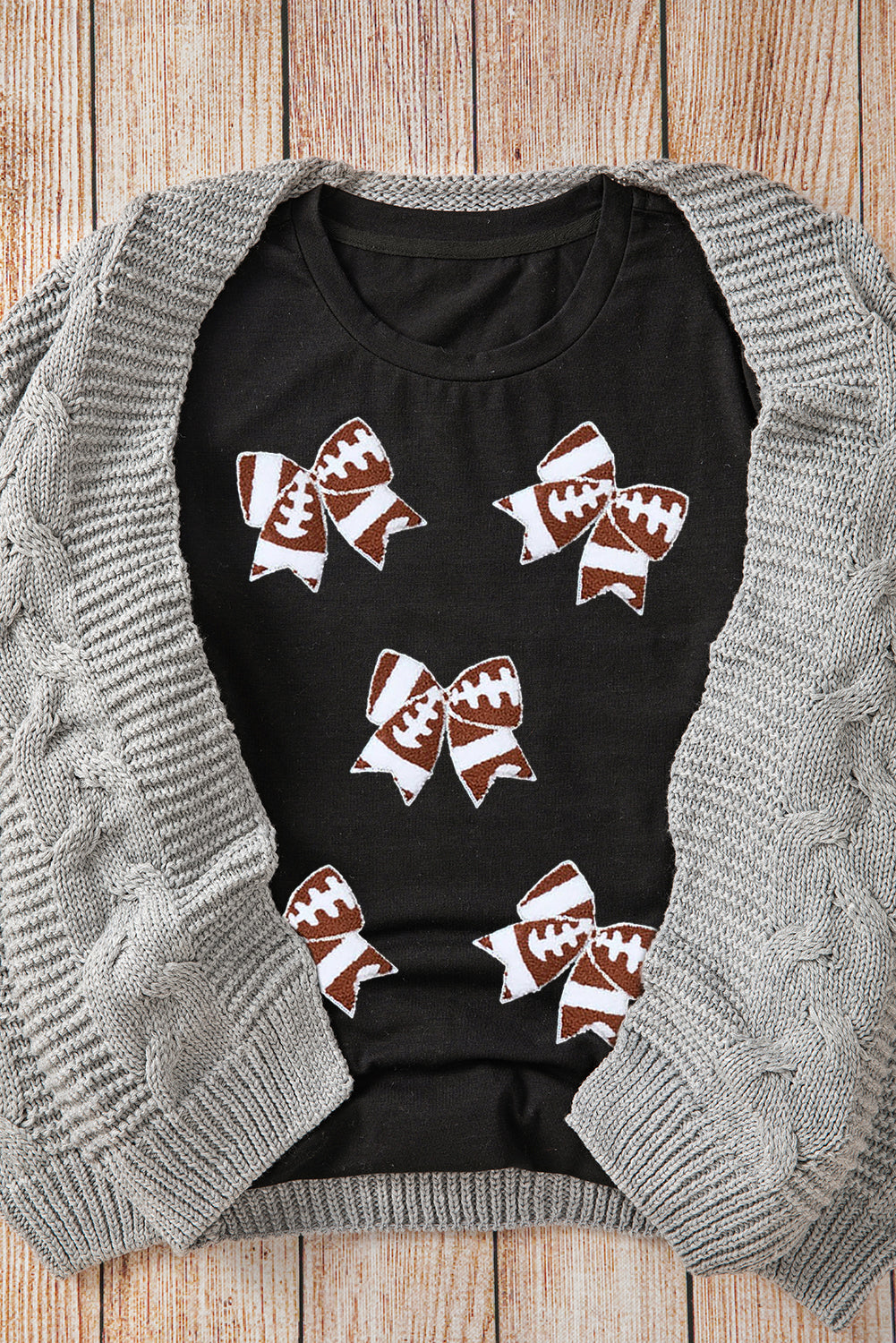 Black Game Day Sequin Football T Shirt