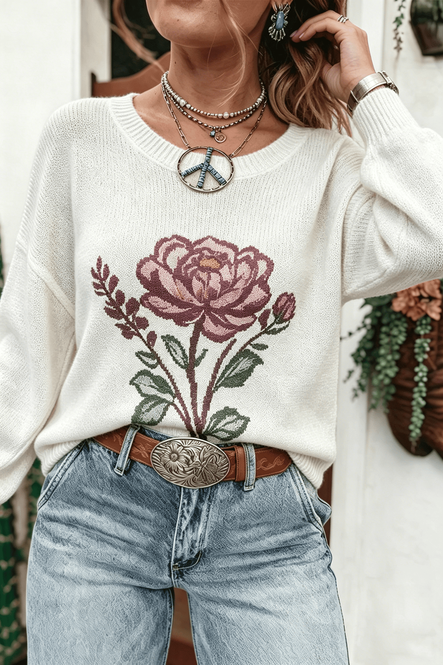 Western Floral Sweater