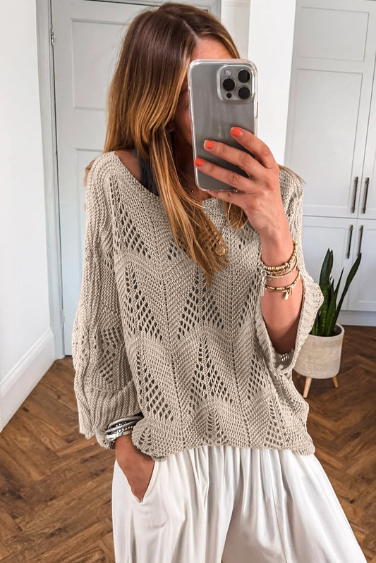 Parchment 3/4 Sleeve Knit Sweater