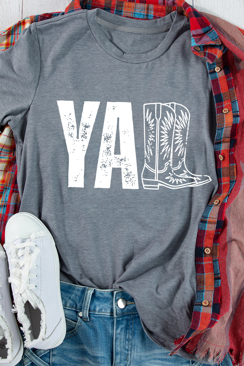 Gray YALL Boots Tee