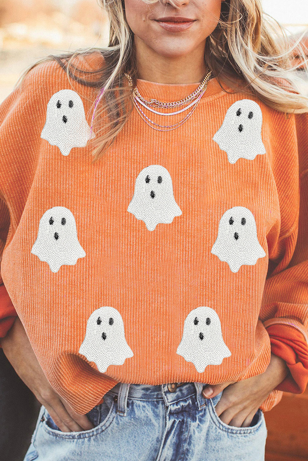 Halloween Ghost Sequin Sweatshirt