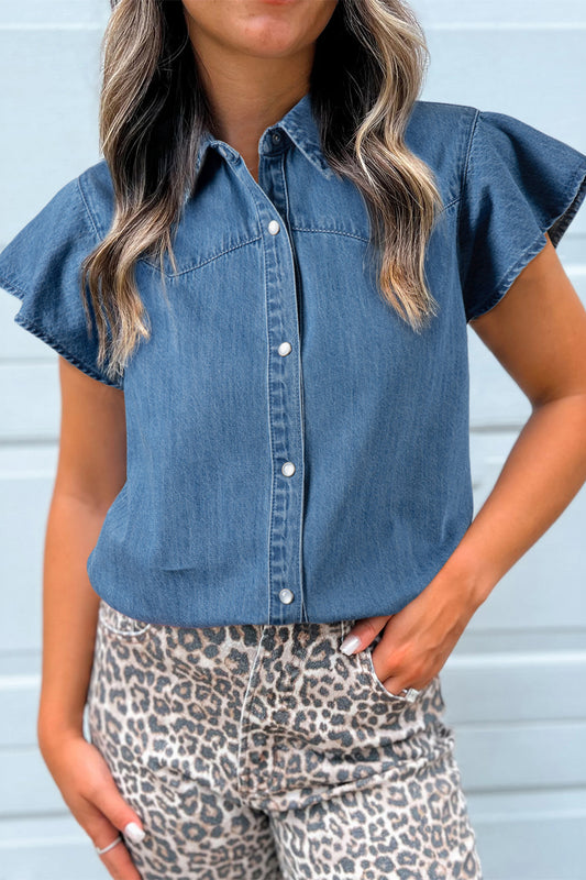 Ruffled Denim Shirt