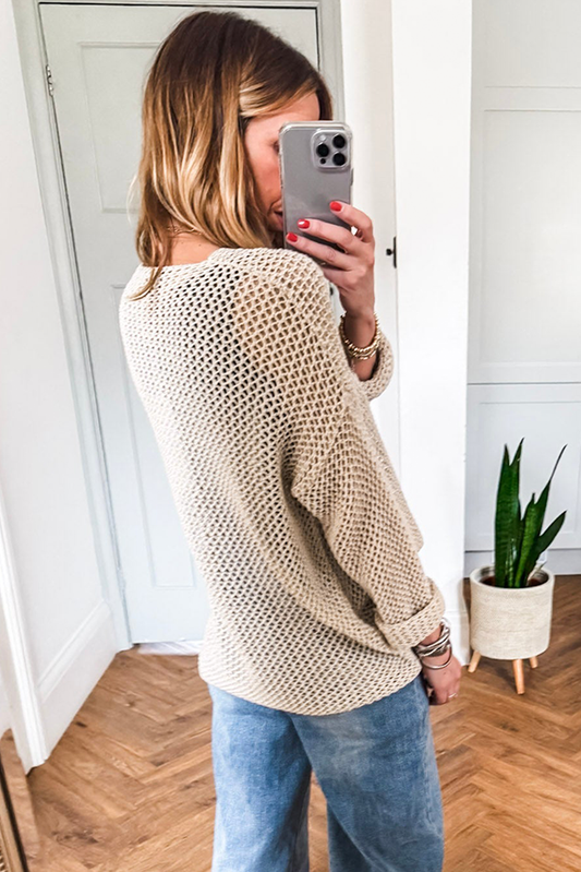 Smoke Gray Crochet Sweater
