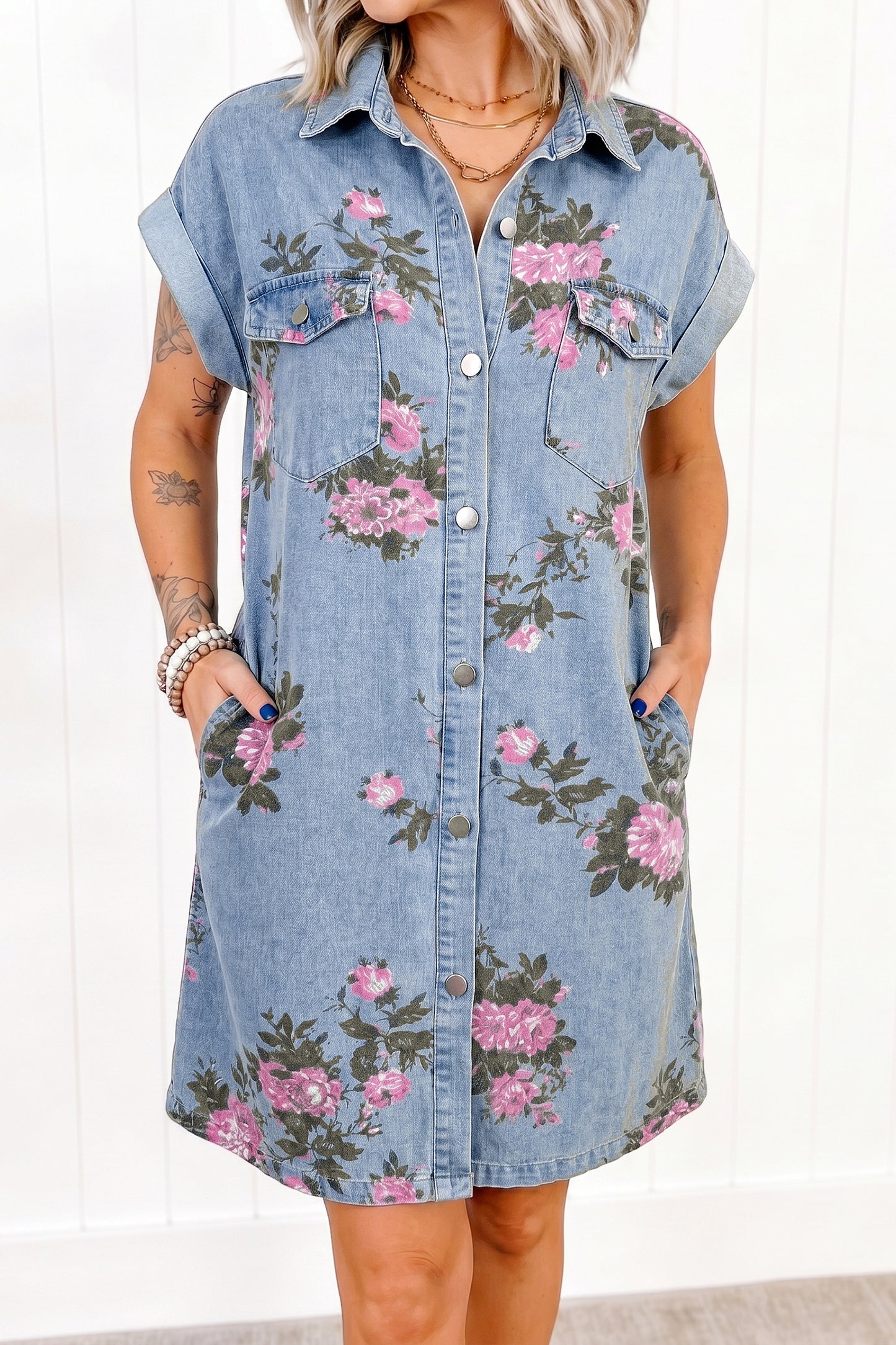 Floral Denim Dress