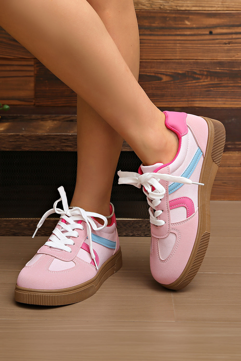 Vegan Leather Lace Up Sneakers