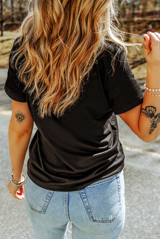 Black Sequin Bow & Pumpkin T Shirt