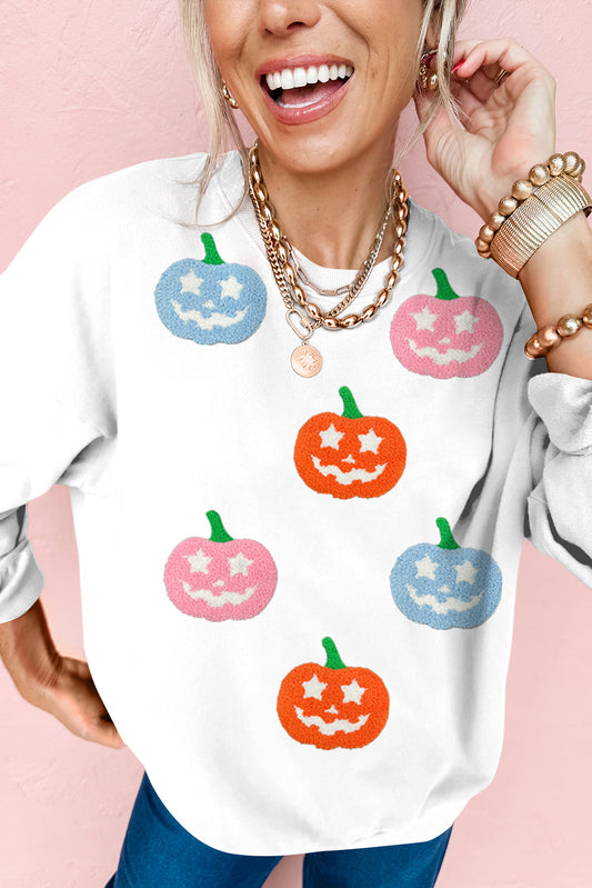 White Halloween Pumpkin Sweatshirt