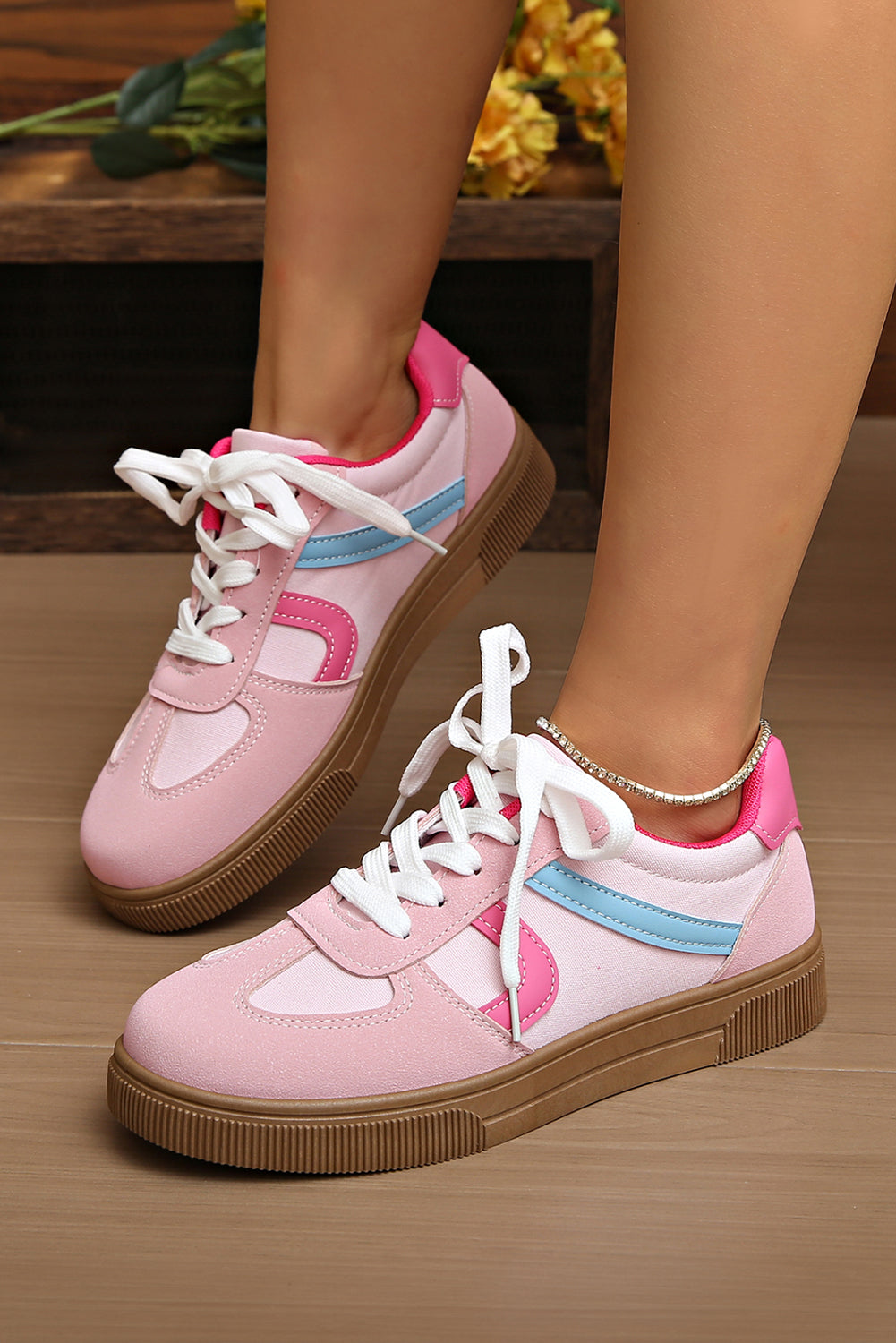 Vegan Leather Lace Up Sneakers
