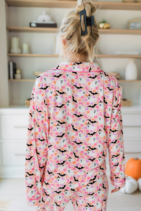 Pink Cute Halloween Ghost Pajama Set