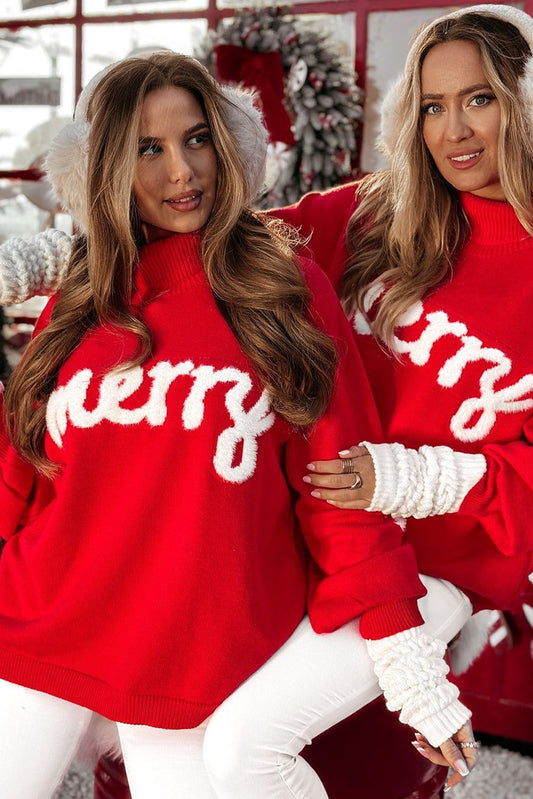 Merry Snowflake Christmas Turtleneck Sweater