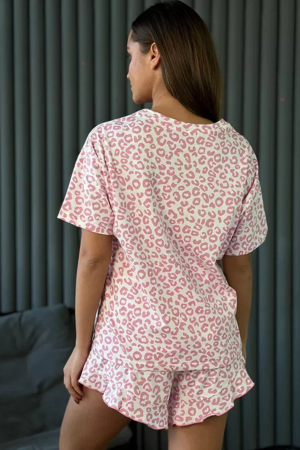 Pink Leopard Print Pajama Set