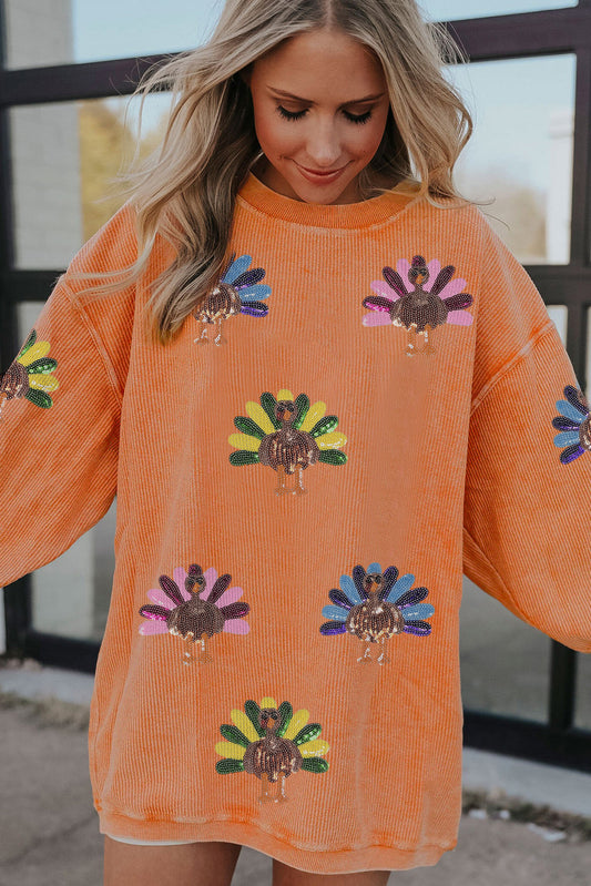 Sequin Turkey Oversized Sweatshirt
