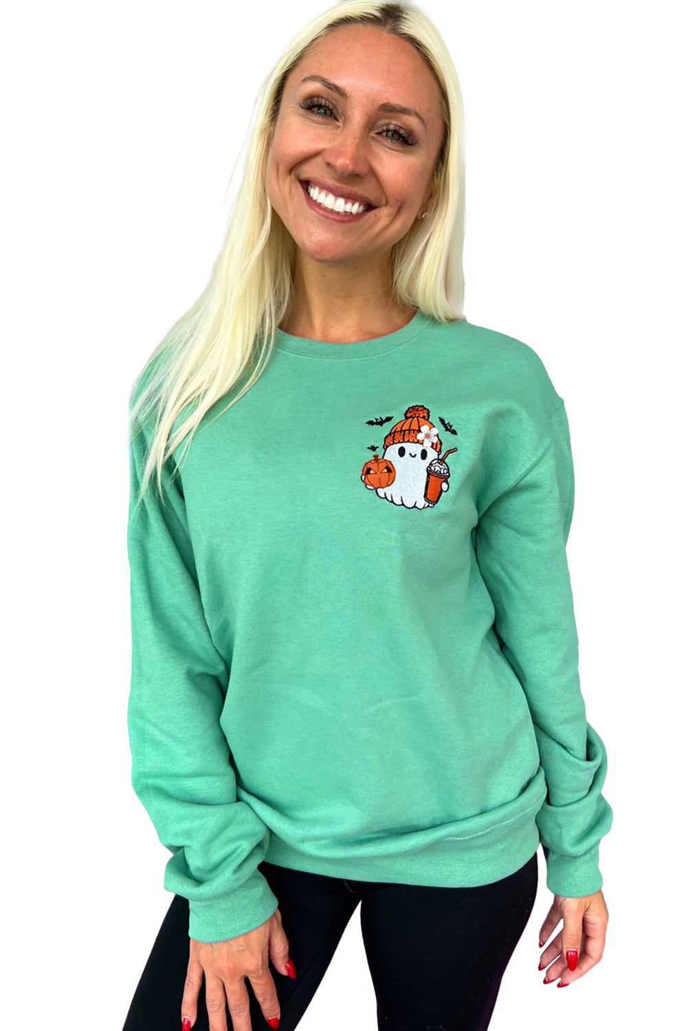 Cute Halloween Ghost Embroidered Sweatshirt