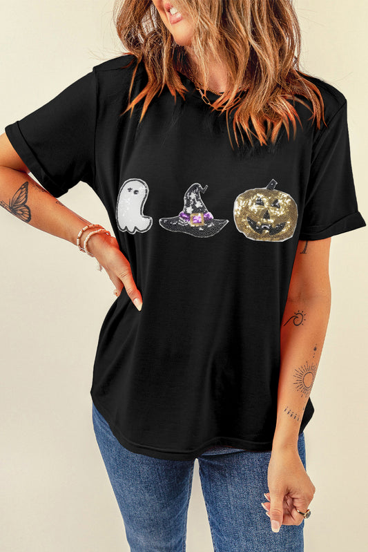 Halloween Sequin Patched Tee