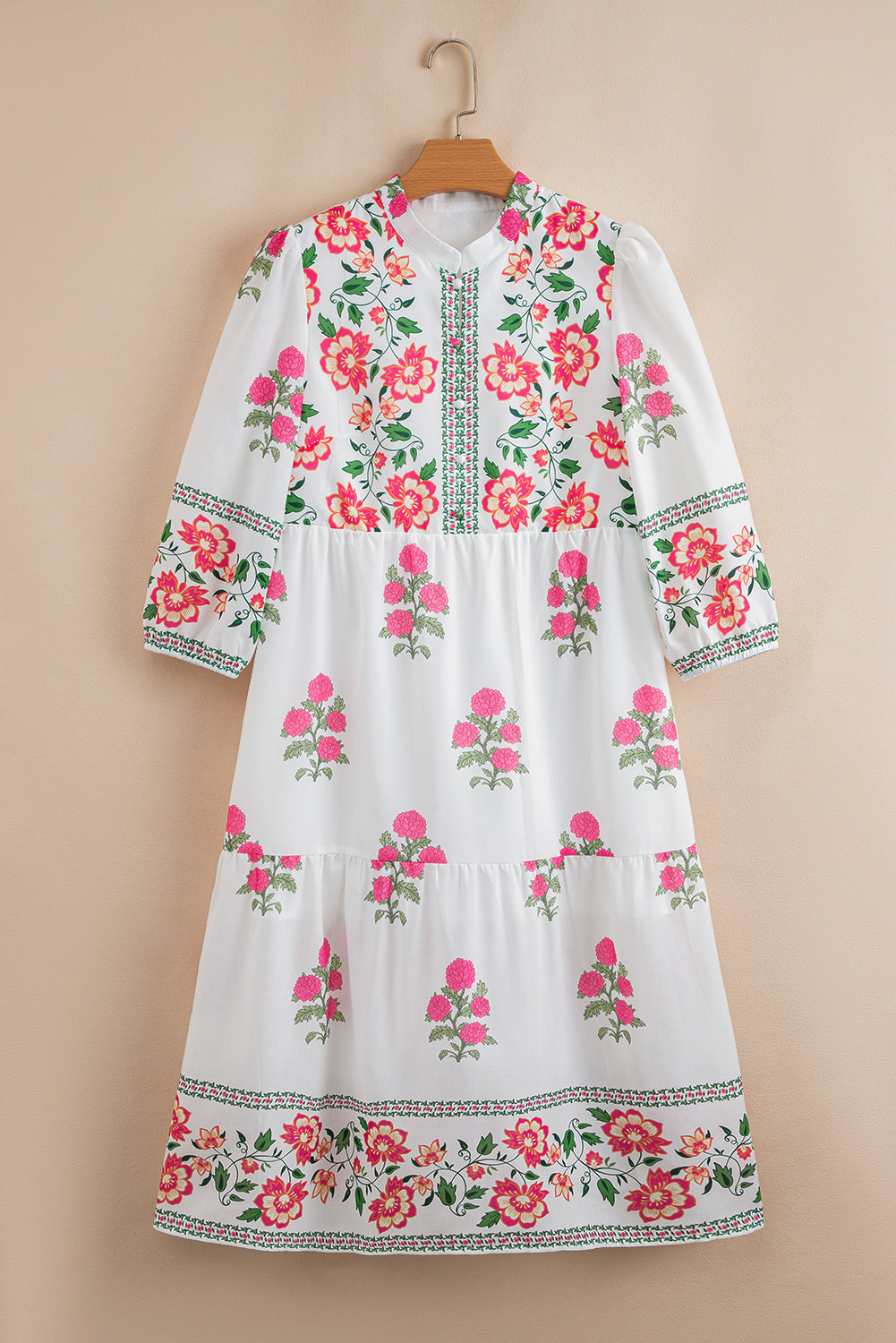 White Floral Tiered Maxi Dress