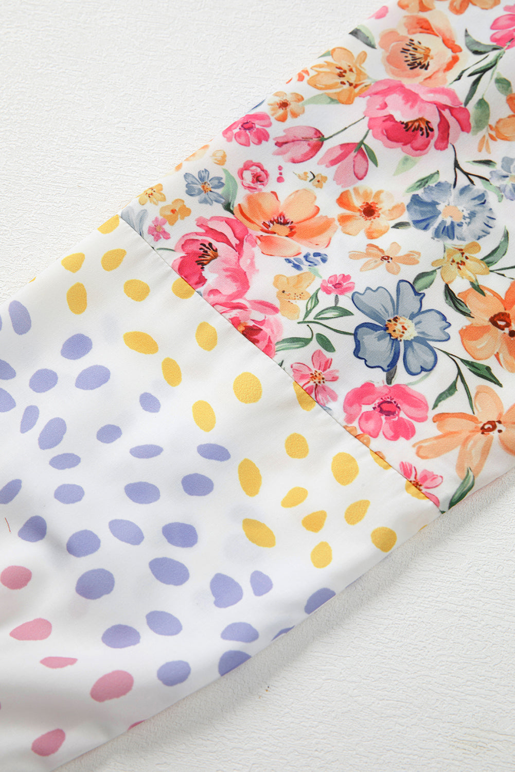 Floral Patchwork Sleeve High Low Sweatshirt