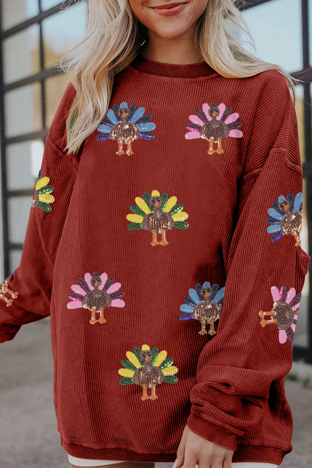 Sequin Turkey Oversized Sweatshirt