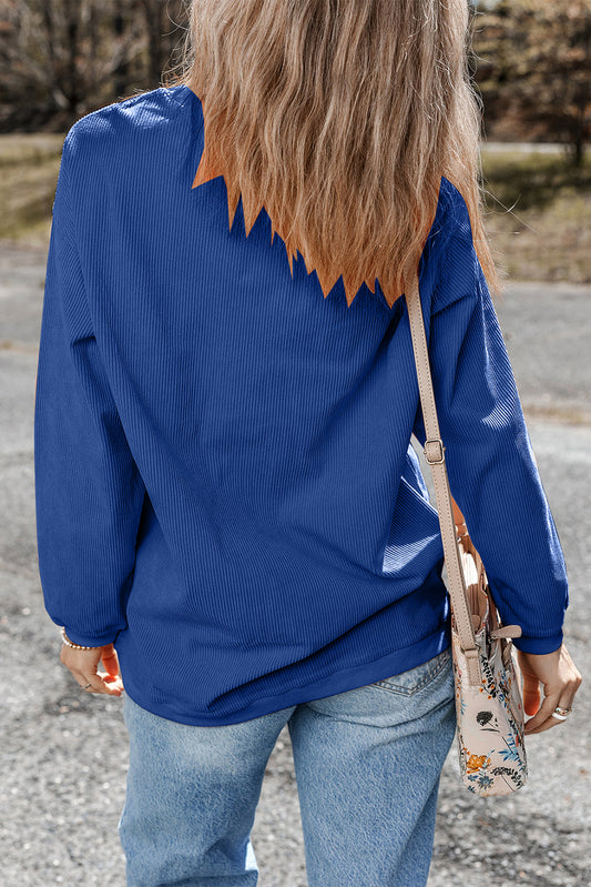 Dark Blue Sequin Football Sweatshirt